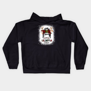 Grandma Claus Reindeer Messy Bun Christmas Bleached Kids Hoodie